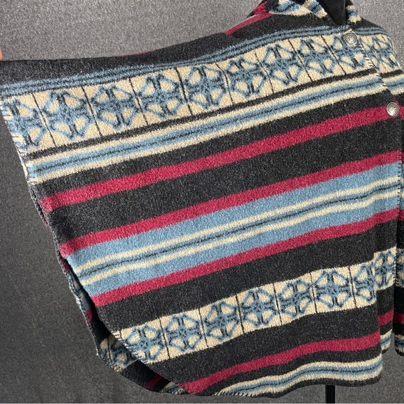 Vermont Country Store Wool Hooded Poncho Jacket Aztec Western Stripe Cabin S/M - Picture 7 of 13